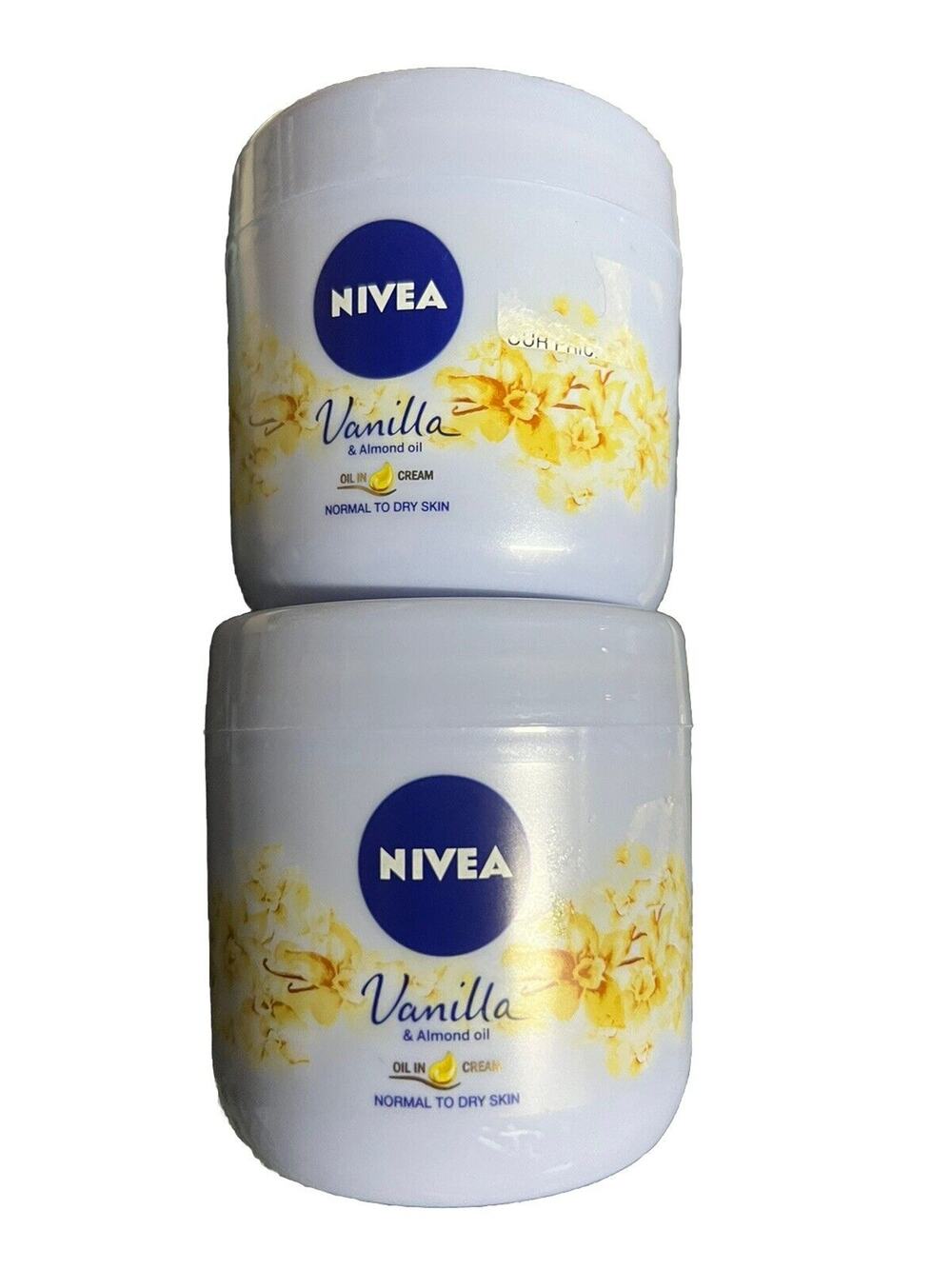 Nivea Vanilla & Almond Oil Body Cream Moisture Serum 13.5 oz 400 ml Lot Of 2